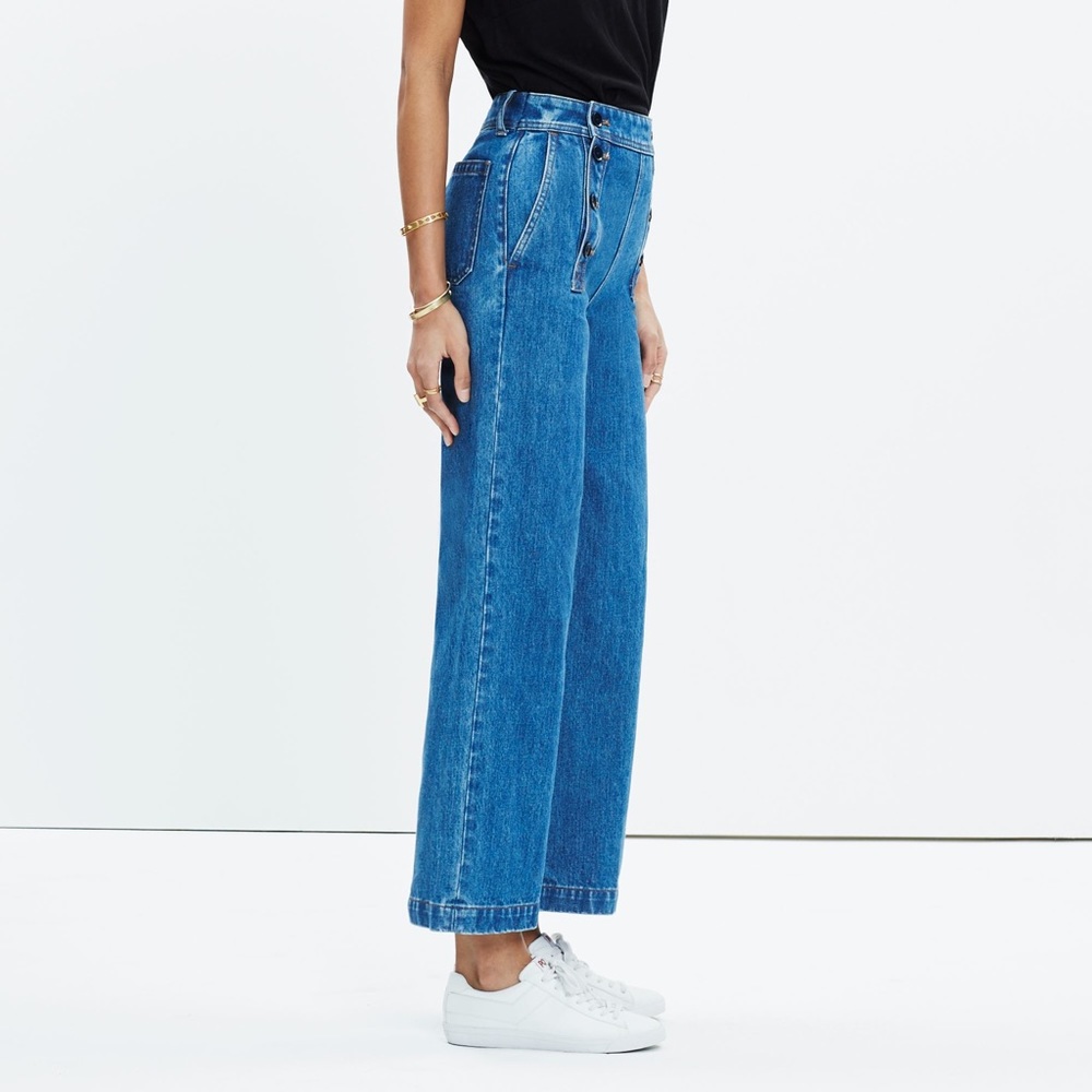 Madewell Rivet & Thread high rise sailor jeans.